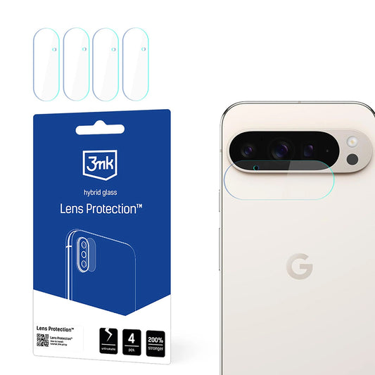 Film de protection pour caméra arrière 3MK Protection pour Google Pixel 9 Pro XL, verre flexible, lot de 4 pièces, transparent