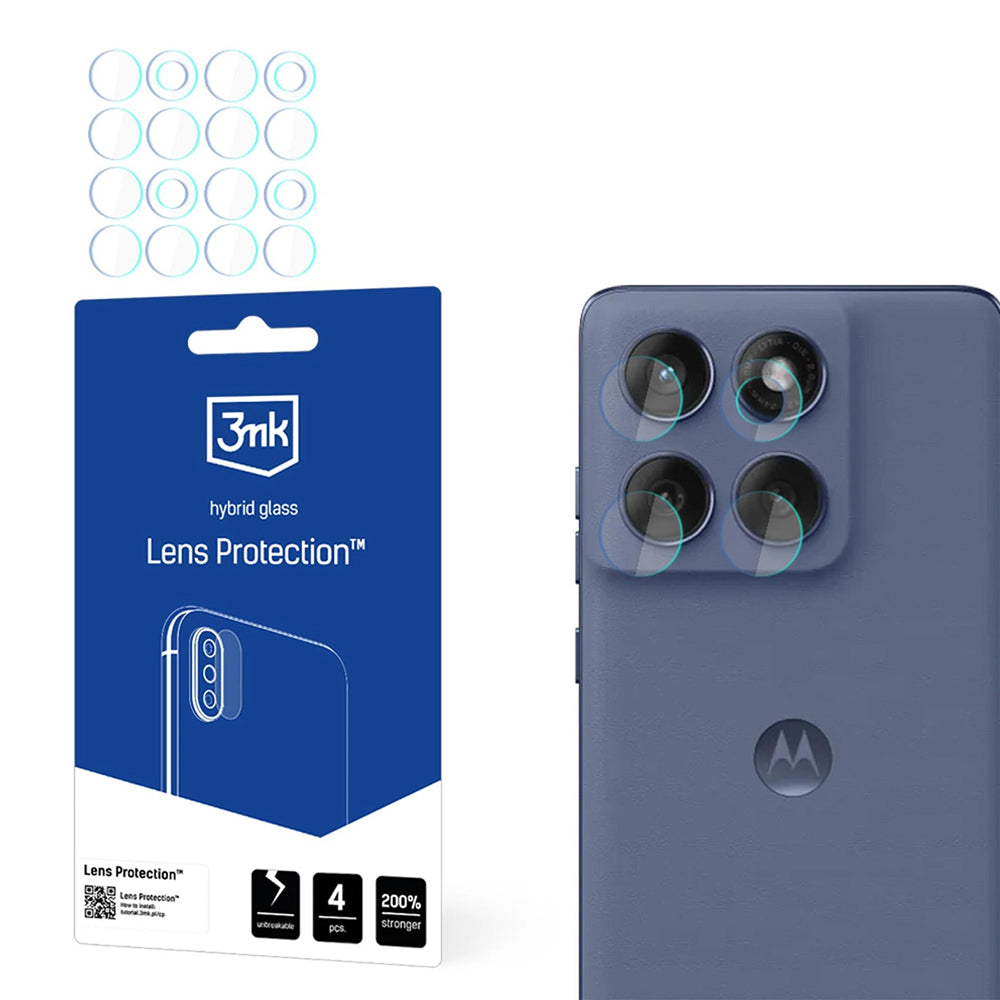 3MK Protection Achtercamera Beschermfolie voor Motorola Edge 60 Fusion, Flexibel Glas, Set van 4 Stuks, Transparant