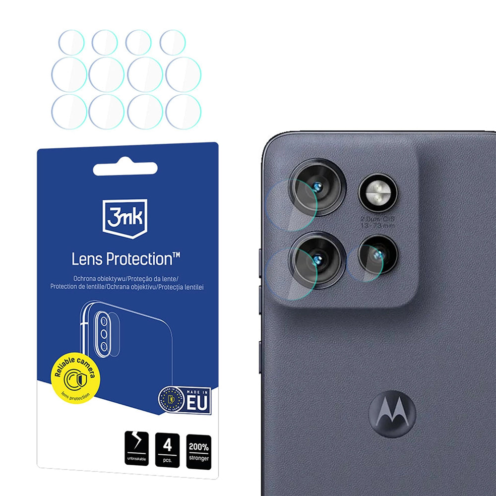 Beschermfolie Achtercamera 3MK Protection voor Motorola Edge 60 Neo, Flexibel Glas, Set van 4 stuks, Transparant