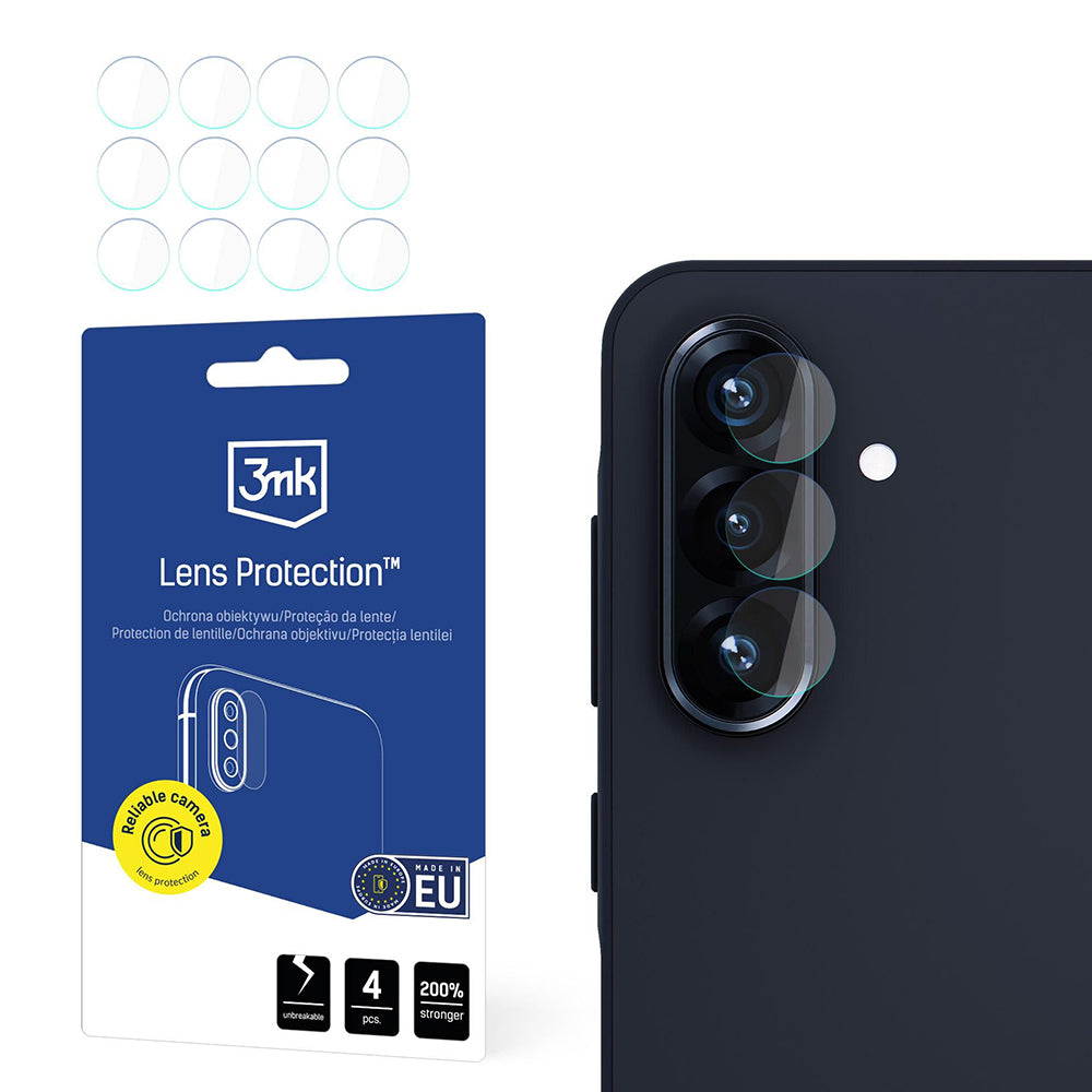 3MK Protection Achtercamera Beschermfolie voor Samsung Galaxy A26 A266, Flexibel Glas, Set van 4 Stuks, Transparant