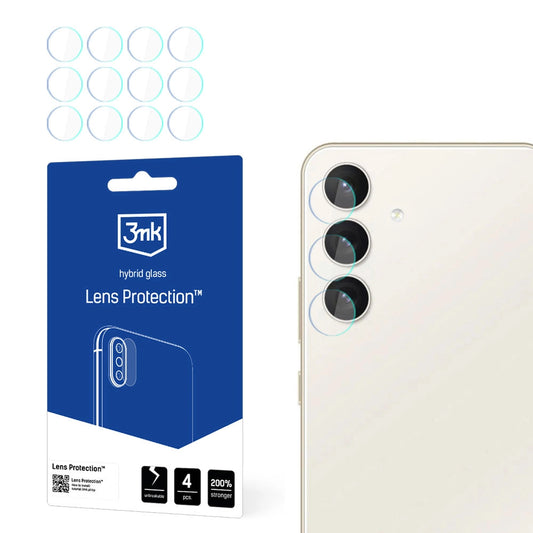 3MK Protection Achtercamera Beschermfolie voor Samsung Galaxy S24 S921, Flexibel Glas, Set van 4 Stuks, Transparant