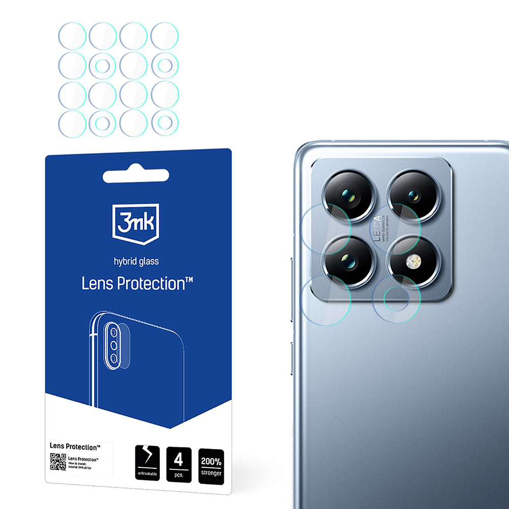3MK Protection Achtercamera Beschermfolie voor Xiaomi 14T Pro / 14T, Flexibel Glas, Set van 4 Stuks, Transparant