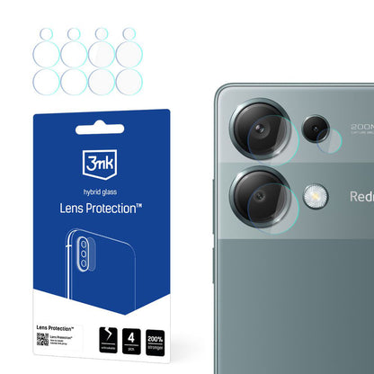 3MK Protection Achtercamera Beschermfolie voor Xiaomi Redmi Note 13 Pro 4G, Flexibel Glas, Set van 4 Stuks, Transparant