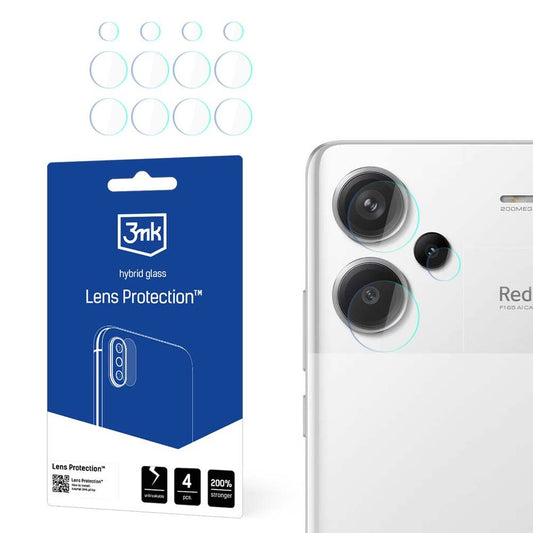 Film de protection pour caméra arrière 3MK Protection pour Xiaomi Redmi Note 13 Pro+, Verre flexible, Set de 4 pièces, Transparent
