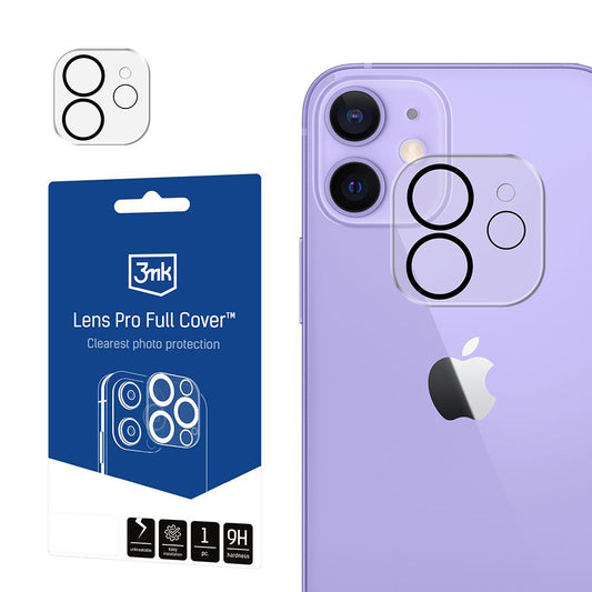 3MK Protection Pro Achtercamera Beschermfolie voor Apple iPhone 12, Gehard Glas, Zwart