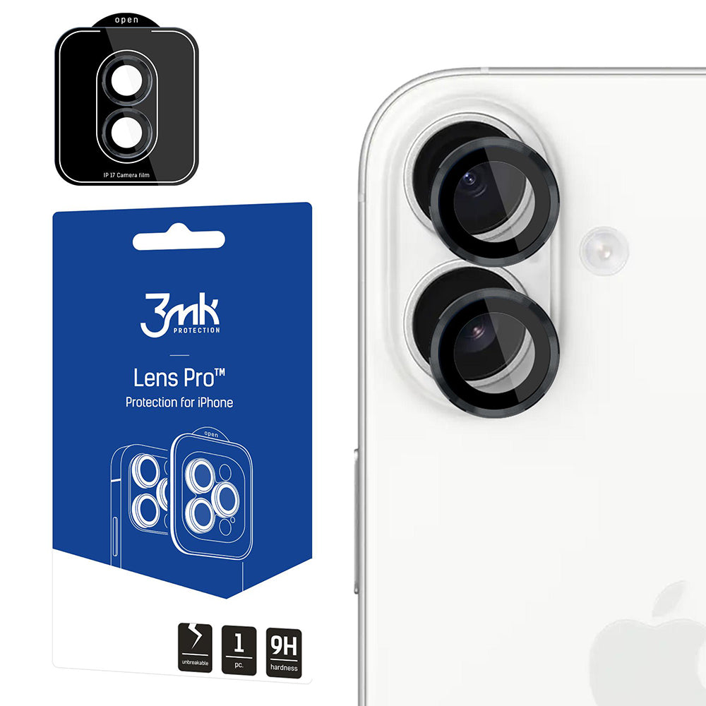 Beschermfolie Achtercamera 3MK Protection Pro voor Apple iPhone 17, Gehard Glas, Zwart