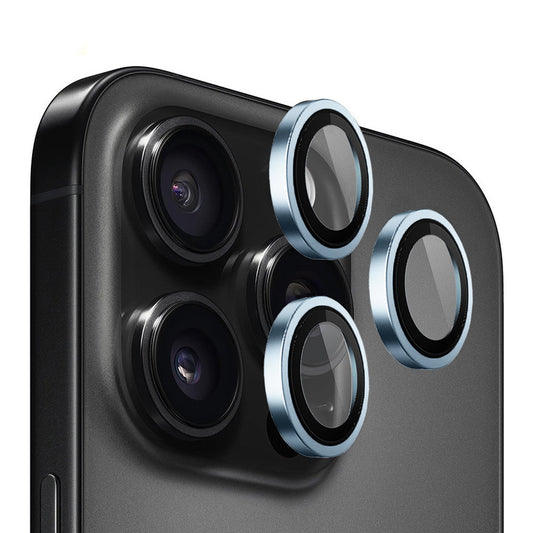 Blueo Metal Frame Achtercamera Beschermfolie voor Apple iPhone 13 Pro Max / 13 Pro, Gehard Glas, Blauw