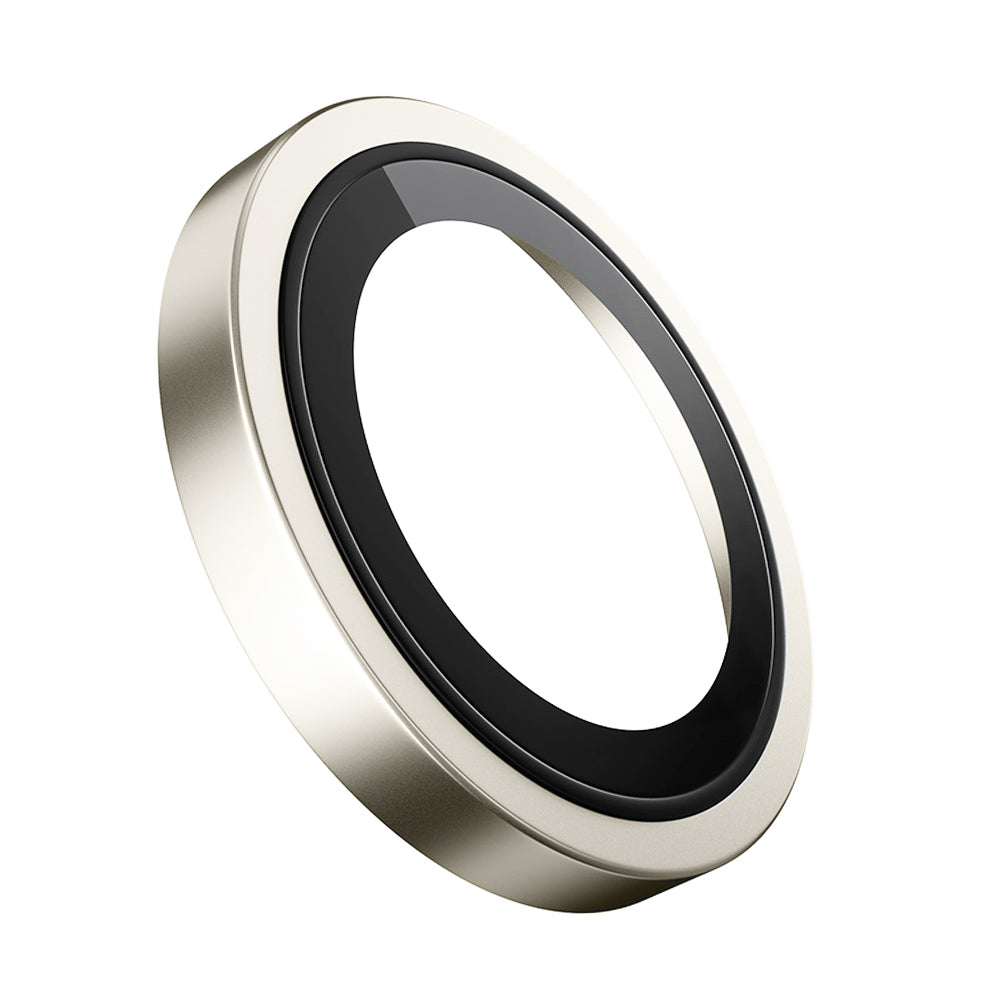 Blueo Metal Frame Rear Camera Protective Film for Apple iPhone 15 Plus / 15, Tempered Glass, Yellow