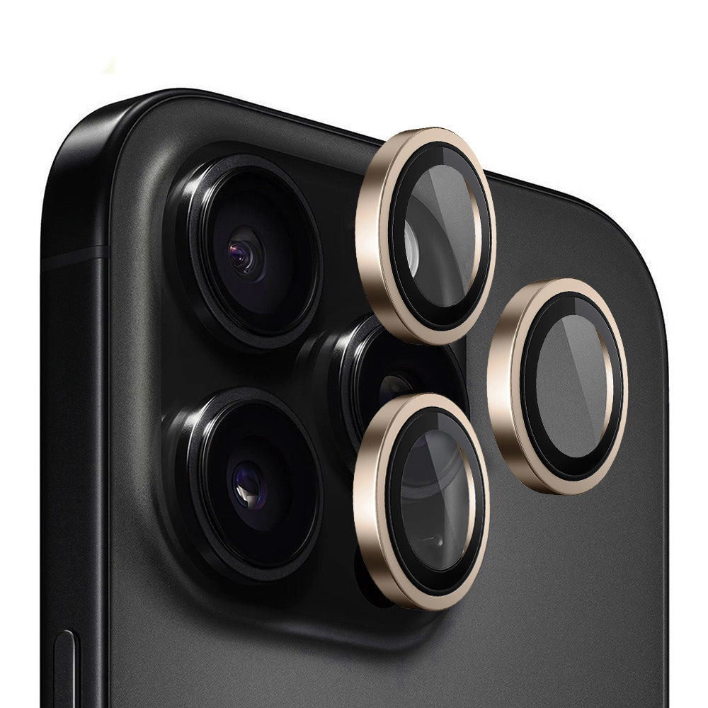 Blueo Metal Frame Achtercamera Beschermfolie voor Apple iPhone 16 Pro Max / 16 Pro, Gehard Glas, Brons