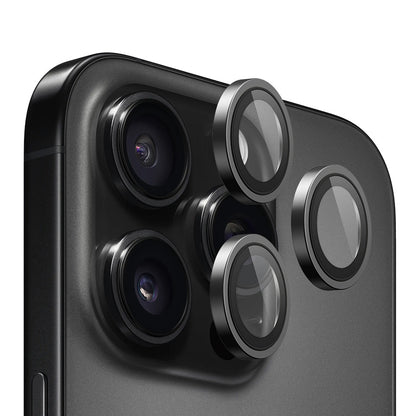 Blueo Metal Frame Rückkamera-Schutzfolie für Apple iPhone 16 Pro Max / 16 Pro, Sicherheitsglas, Schwarz