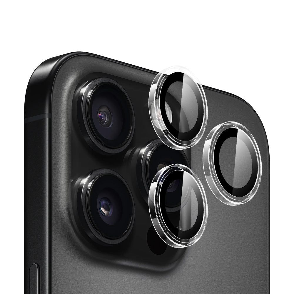 Blueo Metal Frame Achtercamera Beschermfolie voor Apple iPhone 16 Pro Max / 16 Pro, Gehard Glas, Transparant