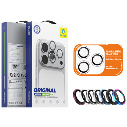 Blueo Metal Frame-beschermfolie voor de achtercamera van Apple iPhone 18 Pro / 18 Pro Max, gehard glas, zwart