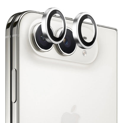 Blueo Metal Frame beschermfolie voor de achtercamera voor Apple iPhone Duo, gehard glas, zilverkleurig