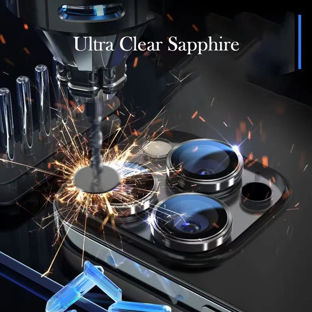 Blueo Sapphire Crystal Rückkamera-Schutzfolie für Apple iPhone 14 Pro Max / 14 Pro, gehärtetes Glas, Silber