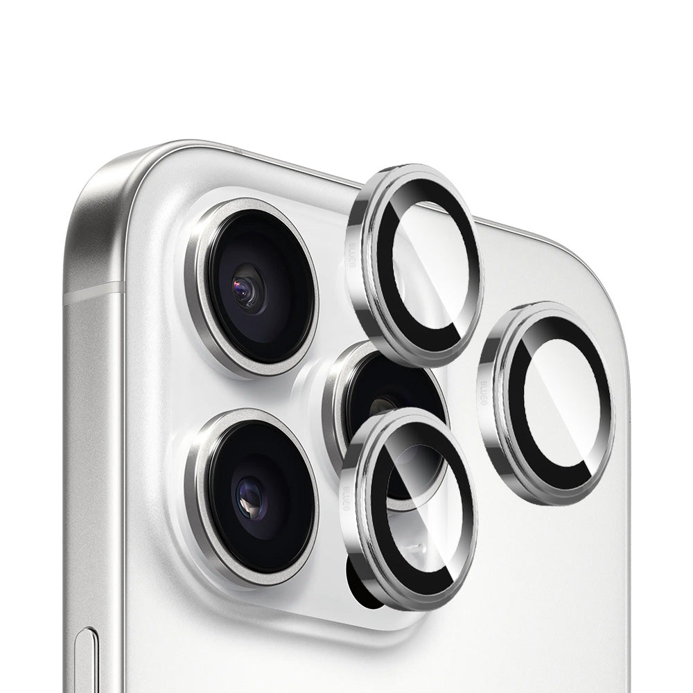 Blueo Sapphire Crystal Rückkamera-Schutzfolie für Apple iPhone 16 Pro Max / 16 Pro, gehärtetes Glas, Silber