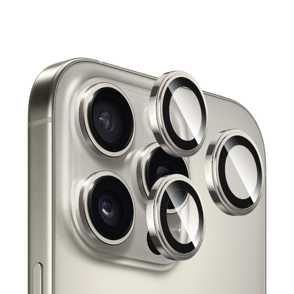 Blueo Sapphire Crystal Rückkamera-Schutzfolie für Apple iPhone 16 Pro Max / 16 Pro, gehärtetes Glas, Metallic Grau