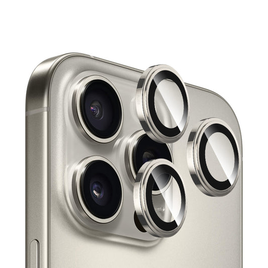 Blueo Sapphire Crystal Achtercamera Beschermfolie voor Apple iPhone 16 Pro Max / 16 Pro, Gehard Glas, Metallic Grijs