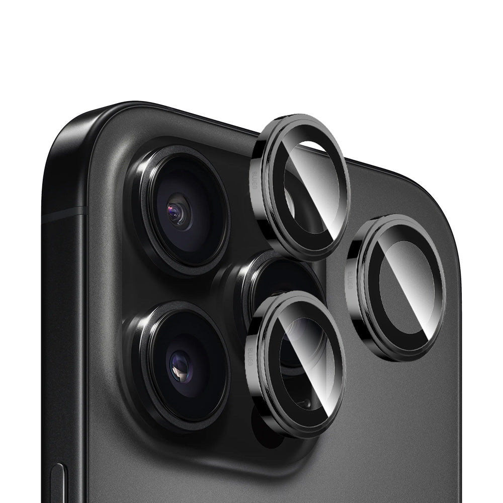 Blueo Sapphire Crystal Rückkamera-Schutzfolie für Apple iPhone 16 Pro Max / 16 Pro, gehärtetes Glas, schwarz