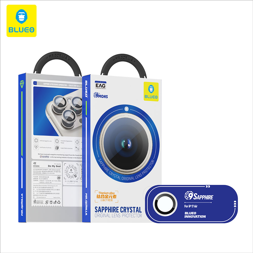 Beschermfolie Achtercamera Blueo Sapphire Crystal voor Apple iPhone 17 Air, Gehard Glas, Goudkleurig