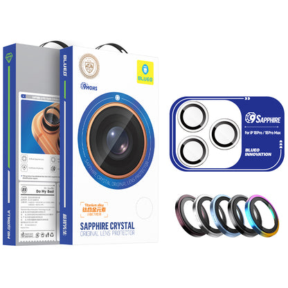 Protection pour caméra arrière Blueo Sapphire Crystal pour Apple iPhone Duo, verre trempé, argentée