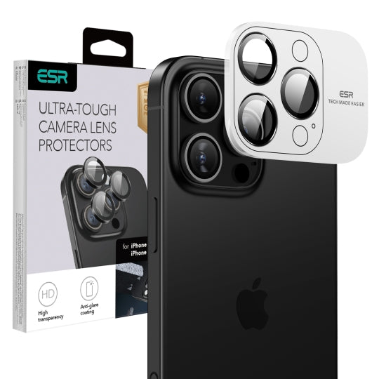 Beschermfolie Achtercamera ESR Armorite voor Apple iPhone 17 Pro Max / 17 Pro / 16 Pro Max / 16 Pro, Gehard Glas, Zwart