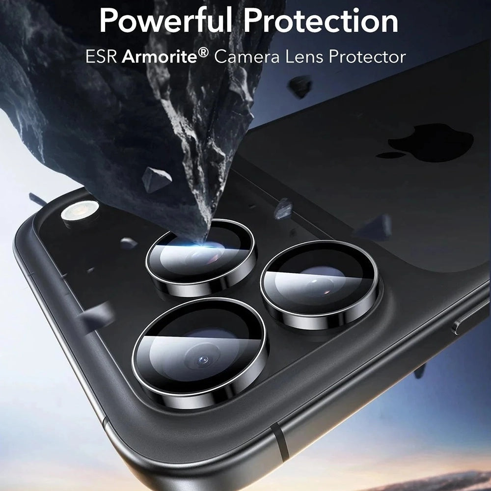 Schutzfolie ESR Armorite für die Rückkamera des Apple iPhone 17 Pro Max, gehärtetes Glas, Set mit 2 Stücken, Schwarz.