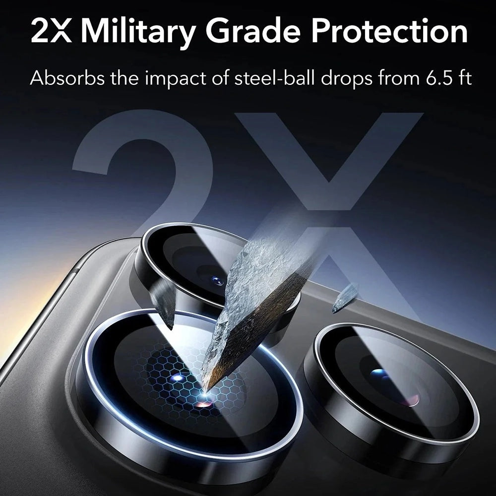 Schutzfolie ESR Armorite für die Rückkamera des Apple iPhone 17 Pro Max, gehärtetes Glas, Set mit 2 Stücken, Schwarz.
