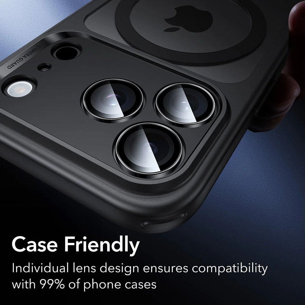 Schutzfolie ESR Armorite für die Rückkamera des Apple iPhone 17 Pro Max, gehärtetes Glas, Set mit 2 Stücken, Schwarz.