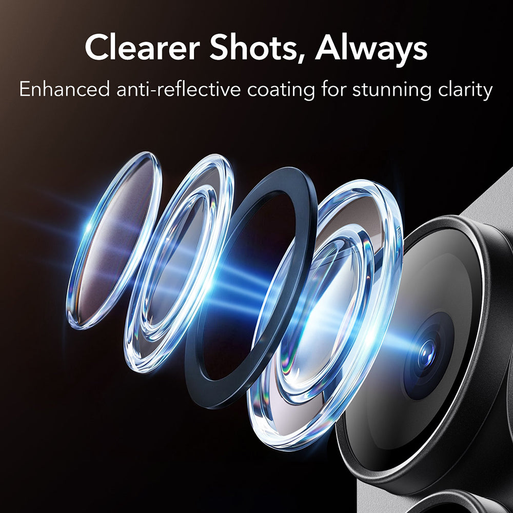 ESR Armorite Pro Achtercamera Beschermfolie voor Apple iPhone 18 Pro Max, Gehard Glas, Zwart