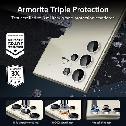 Film de protection pour caméra arrière ESR pour Samsung Galaxy S24 Ultra S928, Verre trempé, Lot de 2 pièces, Transparent