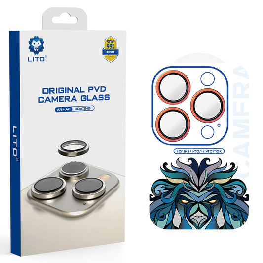 Beschermfolie Achtercamera Lito Titanium AR voor Apple iPhone 17 Pro Max / 17 Pro, Gehard Glas, Oranje