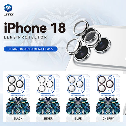Lito Titanium AR Achtercamera Beschermfolie voor Apple iPhone 18 Pro / 18 Pro Max, Gehard Glas, Bordeaux