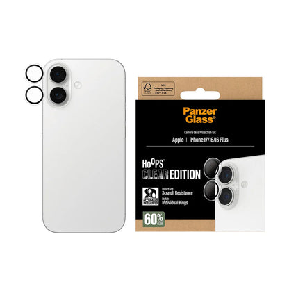Schutzfolie PanzerGlass Hoops für die Rückkamera des Apple iPhone 17 / 16 Plus / 16, gehärtetes Glas, Transparent