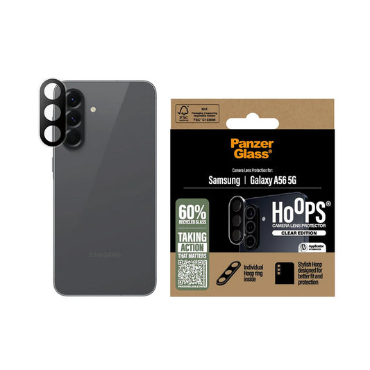 Film de protection Caméra Arrière PanzerGlass Hoops pour Samsung Galaxy A56 A566, Verre Trempé, Transparent