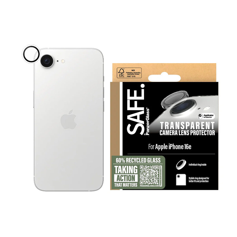 Beschermfolie PanzerGlass Safe voor de achtercamera. voor Apple iPhone 16e, Gehard Glas, Transparant