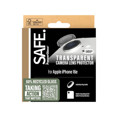 Beschermfolie PanzerGlass Safe voor de achtercamera. voor Apple iPhone 16e, Gehard Glas, Transparant