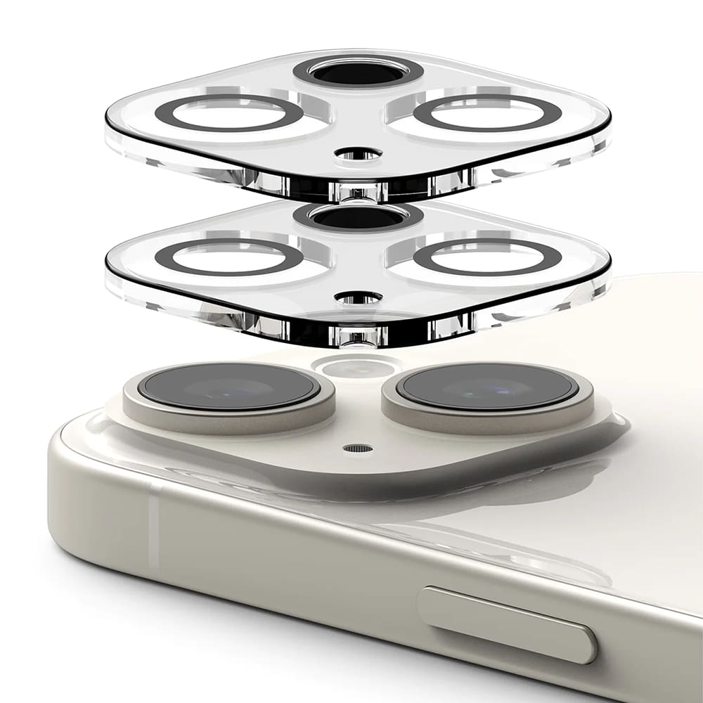 Beschermfolie Ringke Achtercamera voor Apple iPhone 15 Plus / 15, Gehard Glas, Set van 2 Stuks, Transparant
