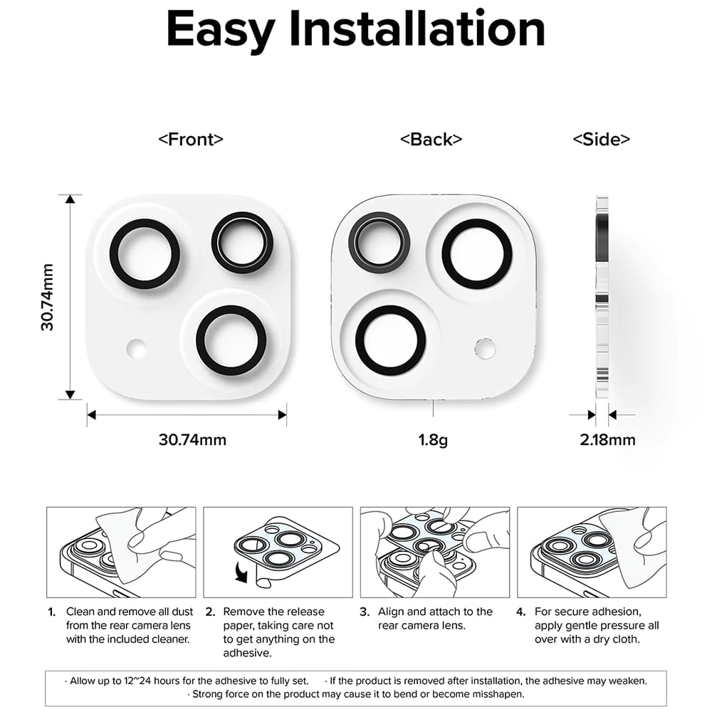 Beschermfolie Ringke Achtercamera voor Apple iPhone 15 Plus / 15, Gehard Glas, Set van 2 Stuks, Transparant