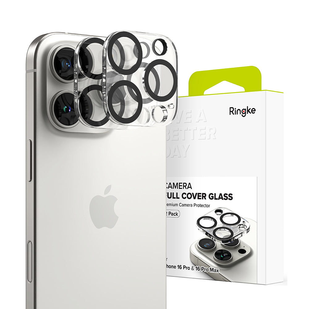 Beschermfolie Ringke Achtercamera voor Apple iPhone 16 Pro Max / 16 Pro, Gehard Glas, Set van 2 Stuks, Transparant