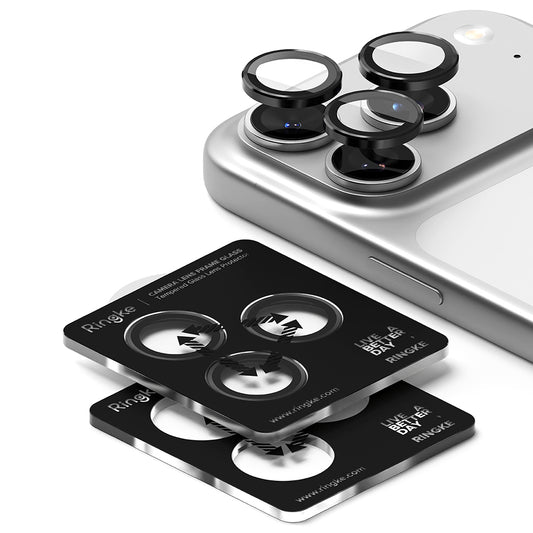 Film de protection Ringke pour caméra arrière Apple iPhone 17 Pro Max / 17 Pro, Verre trempé, Noir