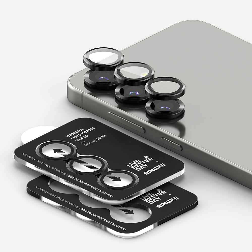 Beschermfolie Ringke Achtercamera voor Samsung Galaxy S25 S931, Gehard Glas, Zwart