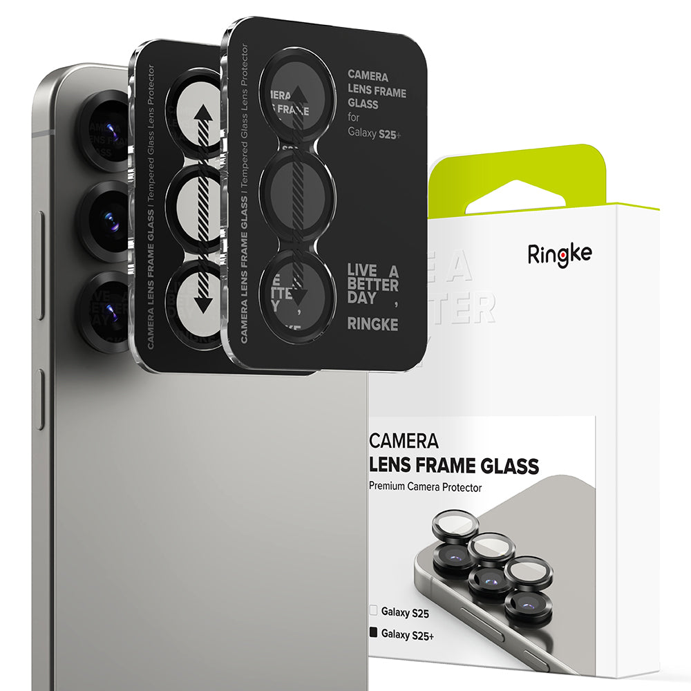 Beschermfolie Ringke Achtercamera voor Samsung Galaxy S25 S931, Gehard Glas, Zwart