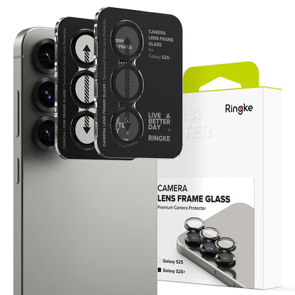 Beschermfolie Ringke Achtercamera voor Samsung Galaxy S25 S931, Gehard Glas, Zwart