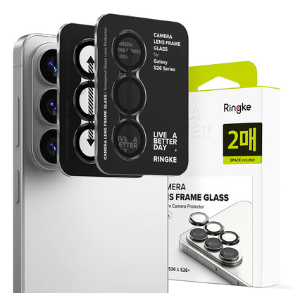 Beschermfolie Ringke Achtercamera voor Samsung Galaxy S26 Plus / S26, Gehard Glas, Set van 2 stuks, Zwart