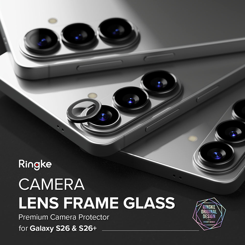 Beschermfolie Ringke Achtercamera voor Samsung Galaxy S26 Plus / S26, Gehard Glas, Set van 2 stuks, Zwart