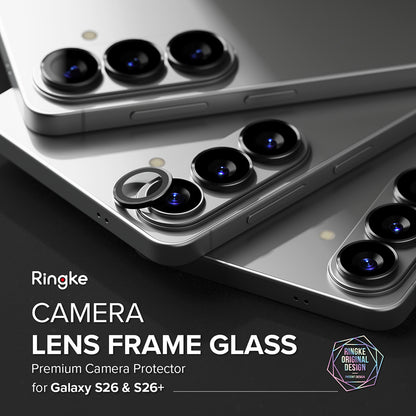 Beschermfolie Ringke Achtercamera voor Samsung Galaxy S26 Plus / S26, Gehard Glas, Set van 2 stuks, Zwart