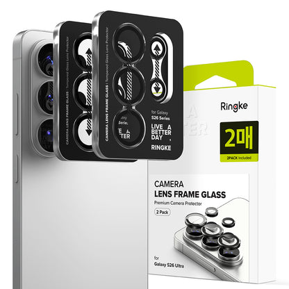 Film de protection Ringke pour caméra arrière Samsung Galaxy S26 Ultra, Verre trempé, Lot de 2 pièces, Noir