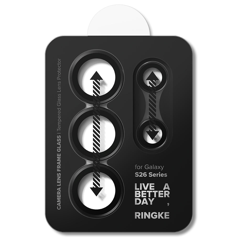Film de protection Ringke pour caméra arrière Samsung Galaxy S26 Ultra, Verre trempé, Lot de 2 pièces, Noir