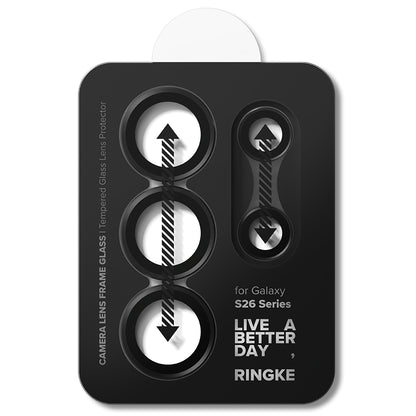 Film de protection Ringke pour caméra arrière Samsung Galaxy S26 Ultra, Verre trempé, Lot de 2 pièces, Noir