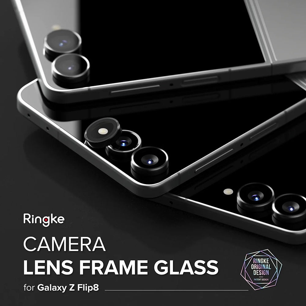 Ringke Rear Camera Protective Film for Samsung Galaxy Z Flip8 F776, Tempered Glass, Set of 2 Pieces, Black
